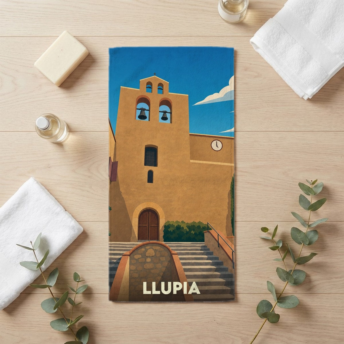 Serviette de bain 30 cm x 60 cm souvenir de Llupia