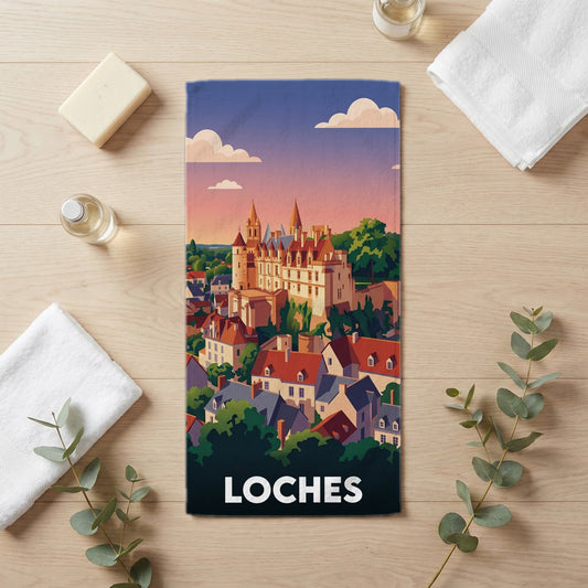 Serviette de bain 30 cm x 60 cm souvenir de Loches