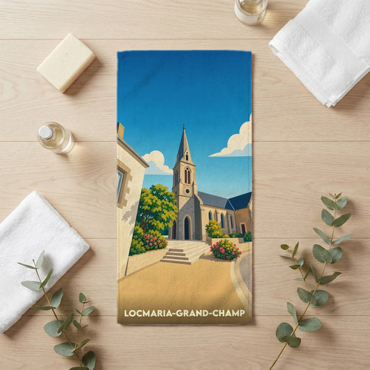 Serviette de bain 30 cm x 60 cm souvenir de Locmaria-Grand-Champ