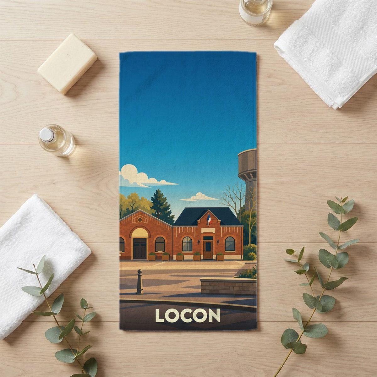 Serviette de bain 30 cm x 60 cm souvenir de Locon