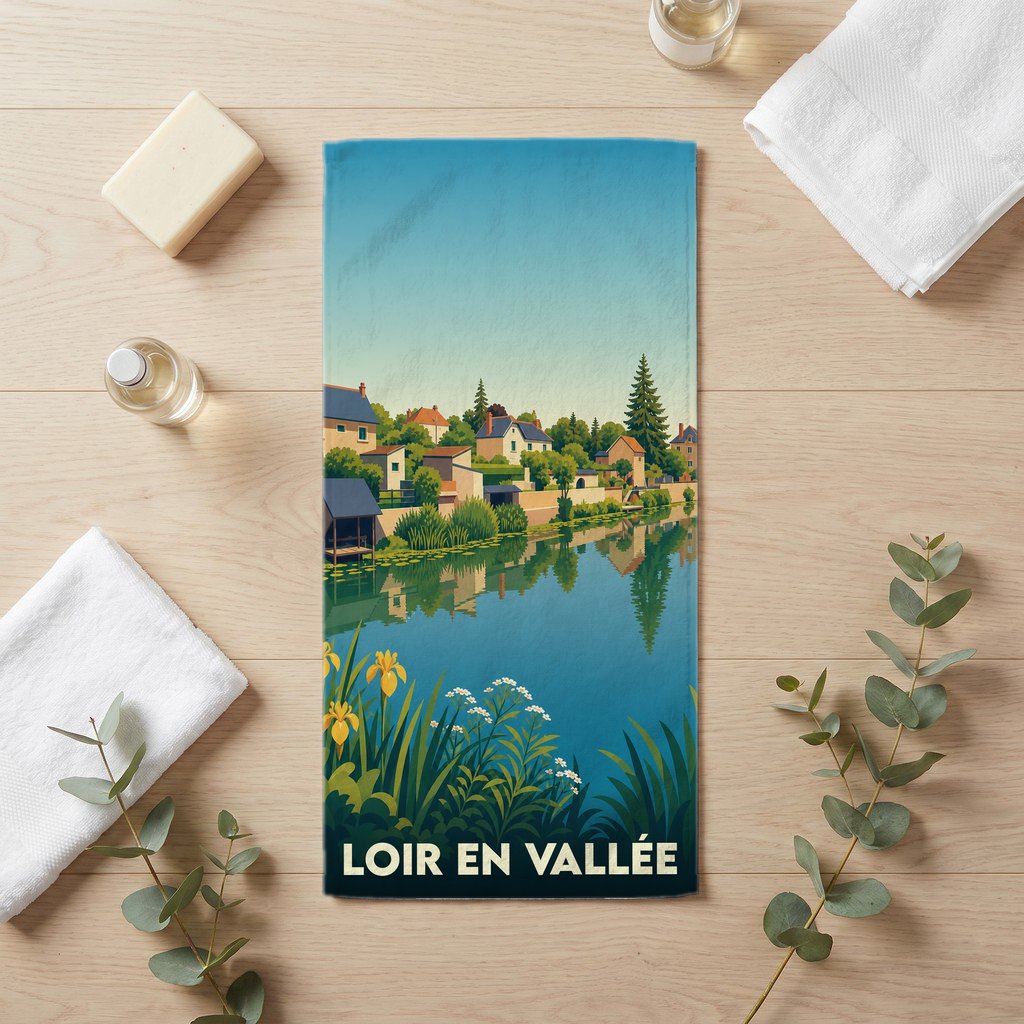Serviette de bain 30 cm x 60 cm souvenir de Loir en Vallée