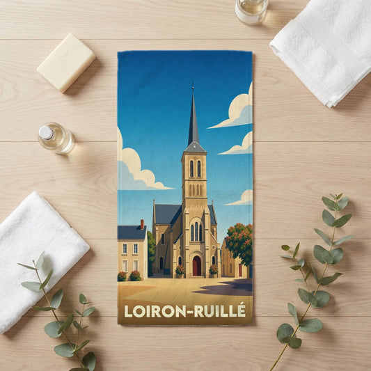 Serviette de bain 30 cm x 60 cm souvenir de Loiron-Ruillé