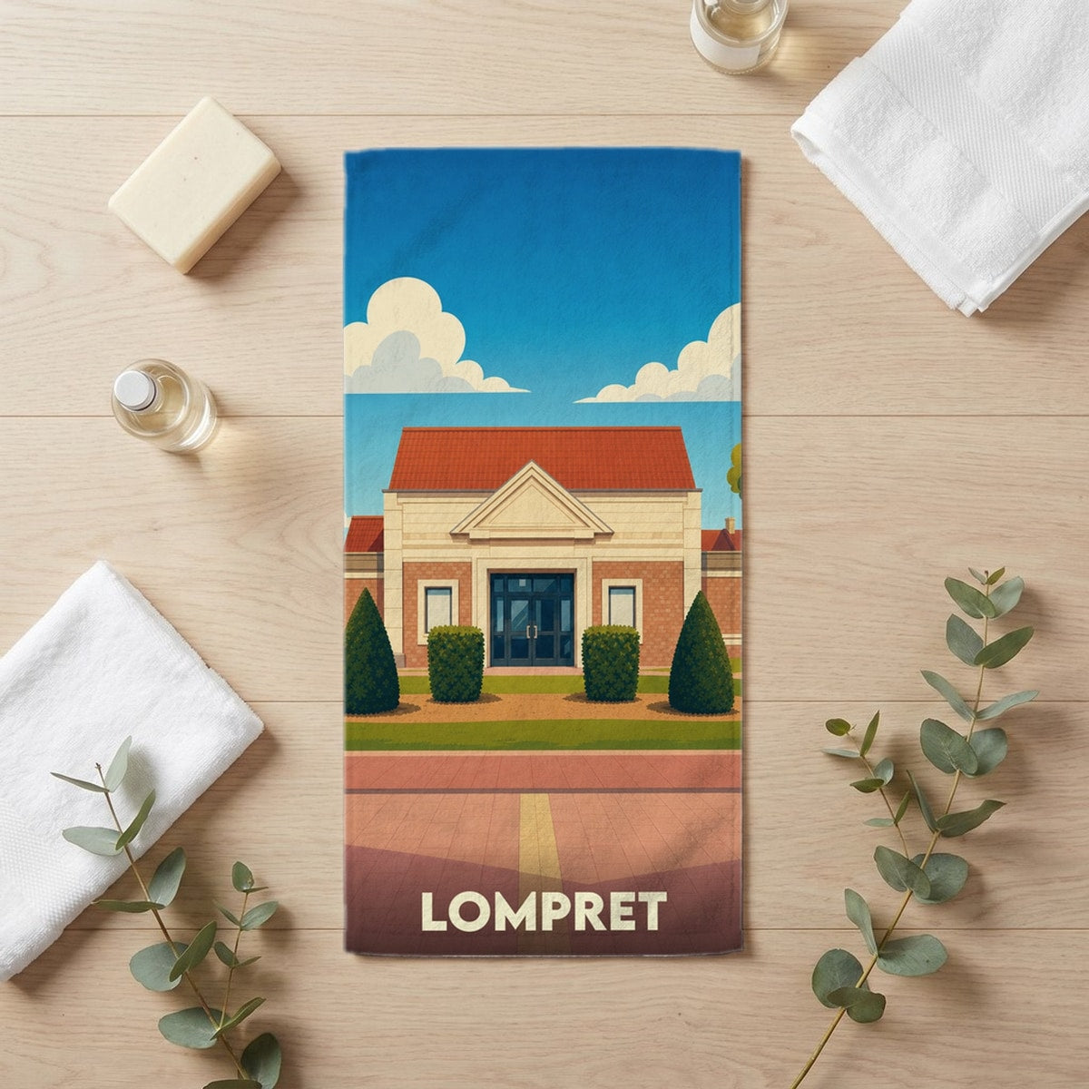 Serviette de bain 30 cm x 60 cm souvenir de Lompret