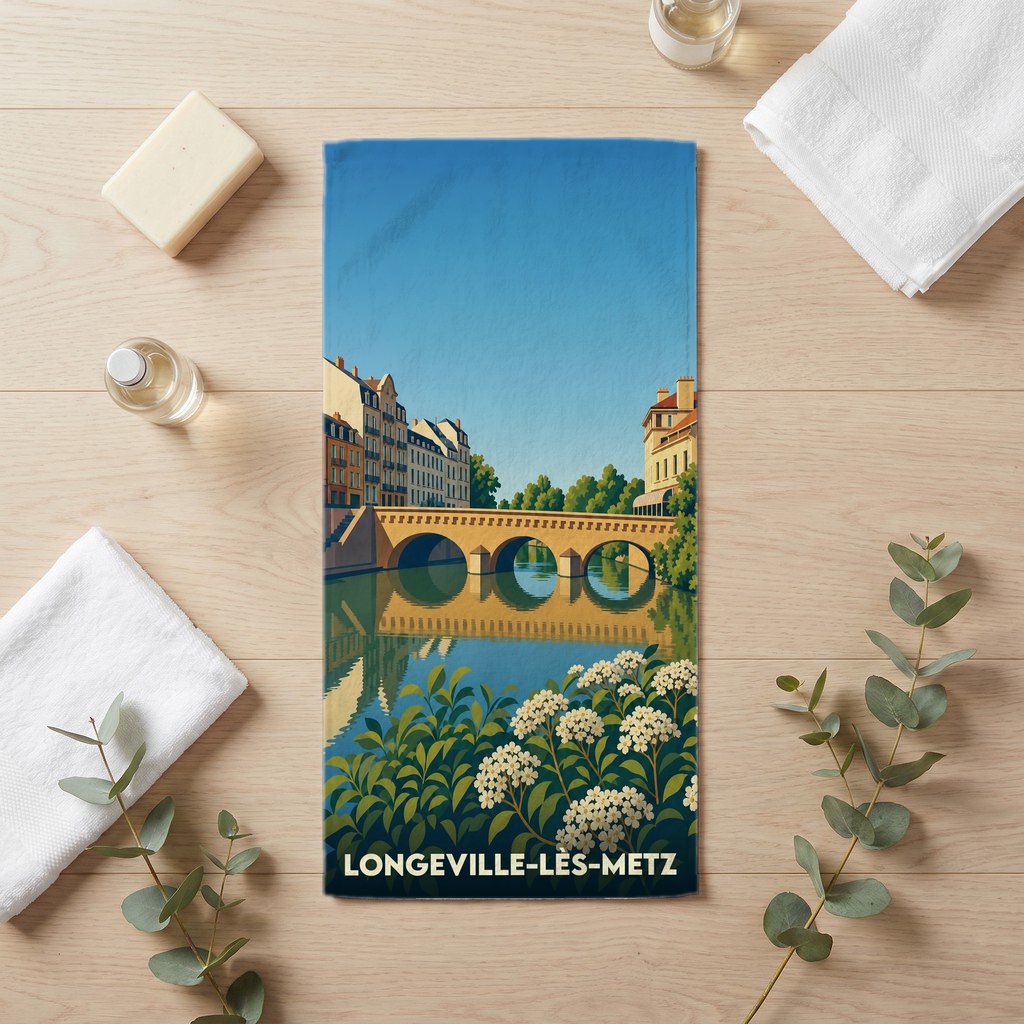 Serviette de bain 30 cm x 60 cm souvenir de Longeville-lès-Metz