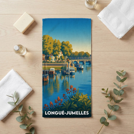 Serviette de bain 30 cm x 60 cm souvenir de Longué-Jumelles
