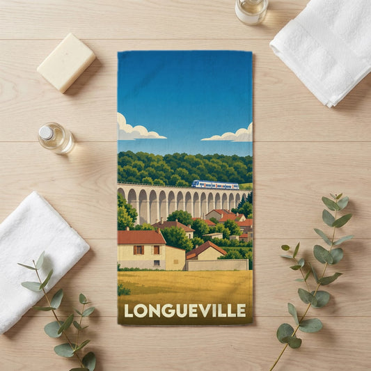 Serviette de bain 30 cm x 60 cm souvenir de Longueville