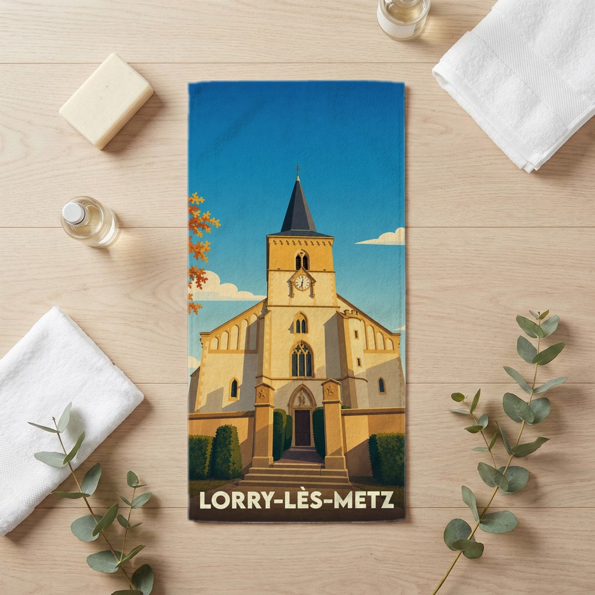 Serviette de bain 30 cm x 60 cm souvenir de Lorry-lès-Metz