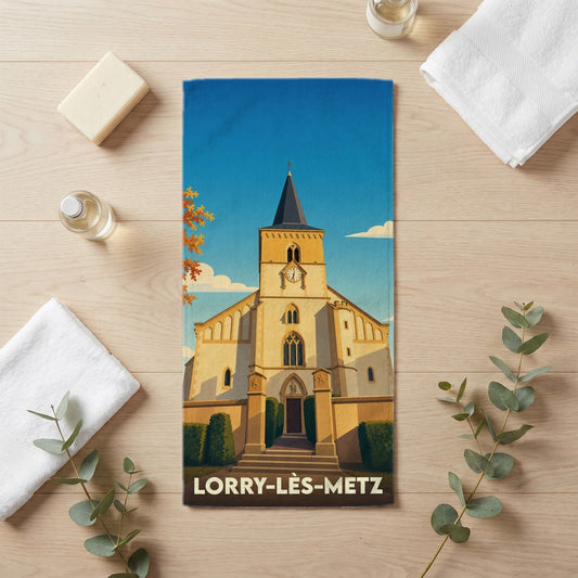Serviette de bain 30 cm x 60 cm souvenir de Lorry-lès-Metz