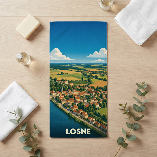 Serviette de bain 30 cm x 60 cm souvenir de Losne
