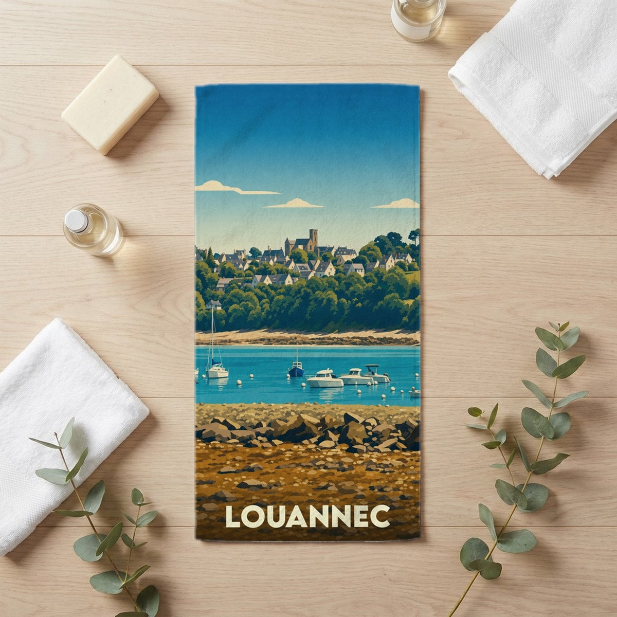 Serviette de bain 30 cm x 60 cm souvenir de Louannec