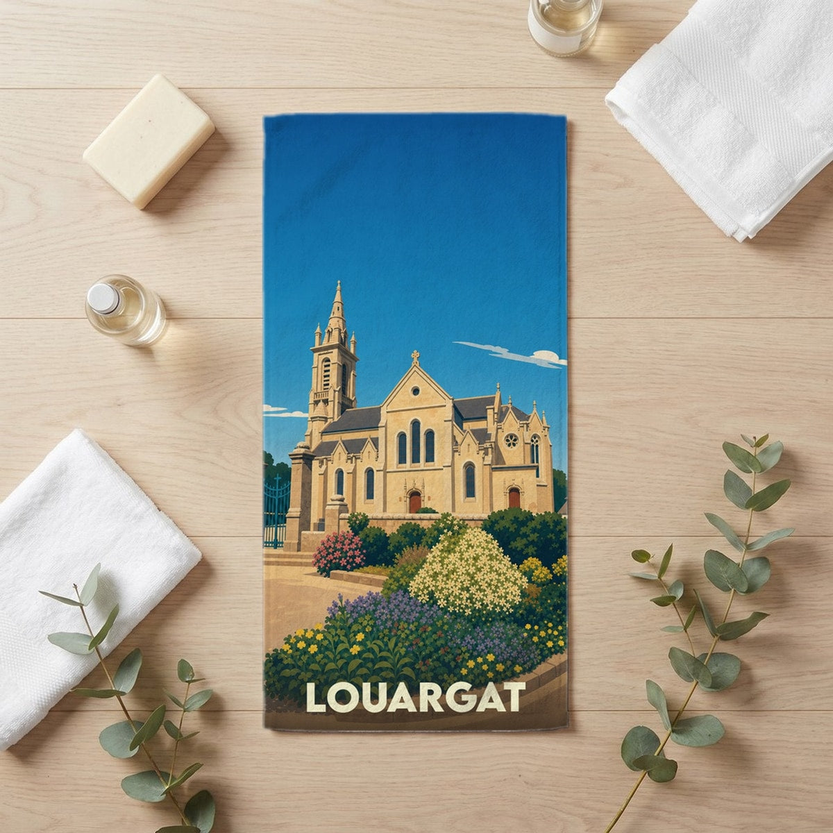 Serviette de bain 30 cm x 60 cm souvenir de Louargat
