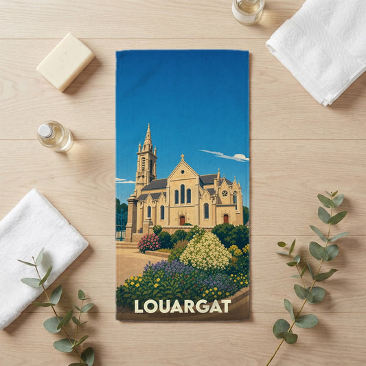 Serviette de bain 30 cm x 60 cm souvenir de Louargat