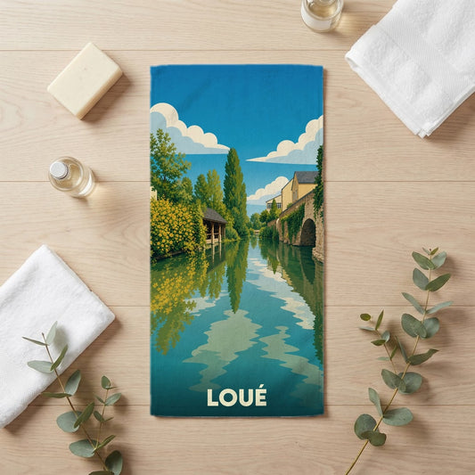 Serviette de bain 30 cm x 60 cm souvenir de Loué