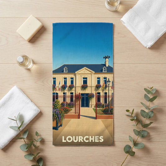 Serviette de bain 30 cm x 60 cm souvenir de Lourches