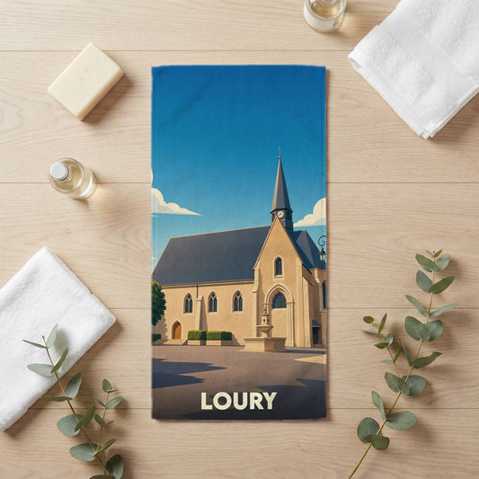 Serviette de bain 30 cm x 60 cm souvenir de Loury