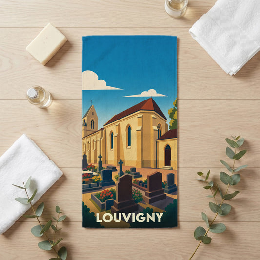 Serviette de bain 30 cm x 60 cm souvenir de Louvigny