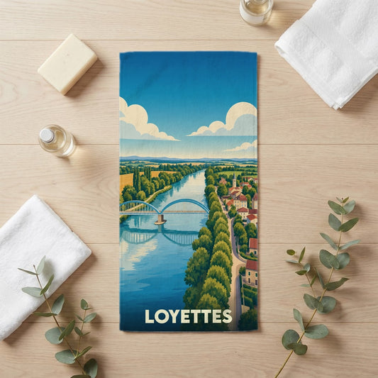 Serviette de bain 30 cm x 60 cm souvenir de Loyettes