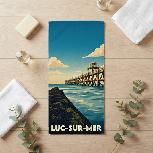 Serviette de bain 30 cm x 60 cm souvenir de Luc-sur-Mer