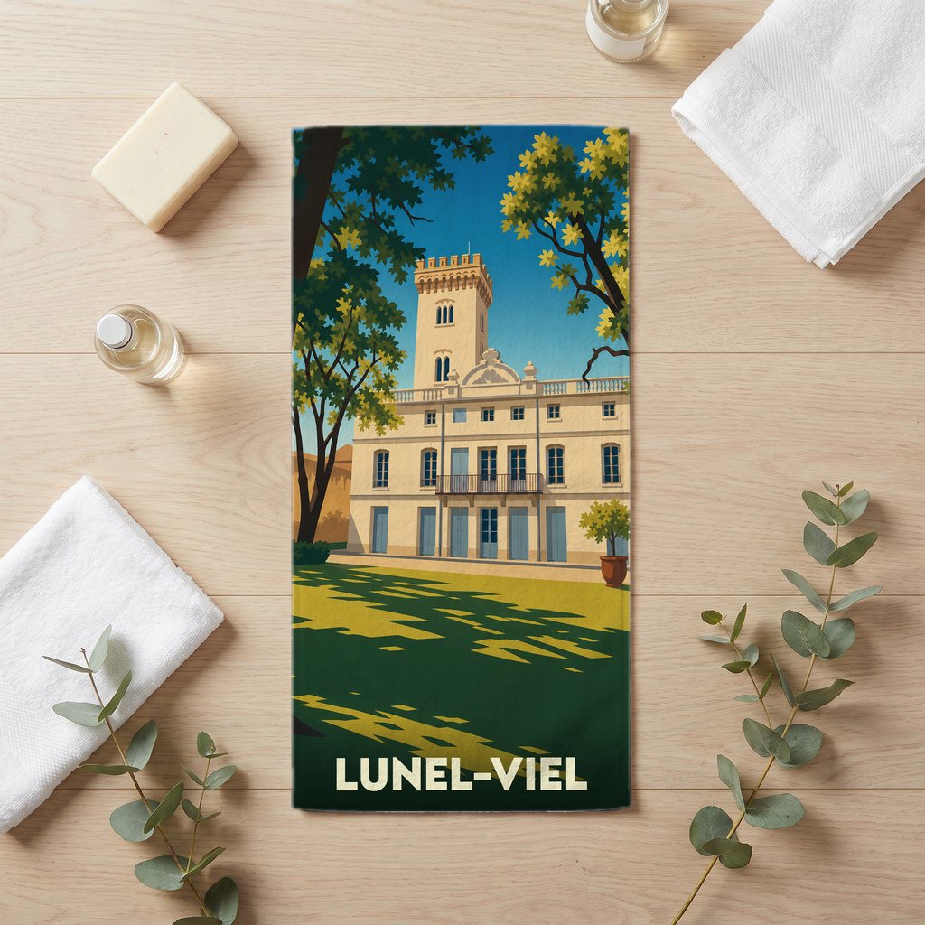 Serviette de bain 30 cm x 60 cm souvenir de Lunel-Viel
