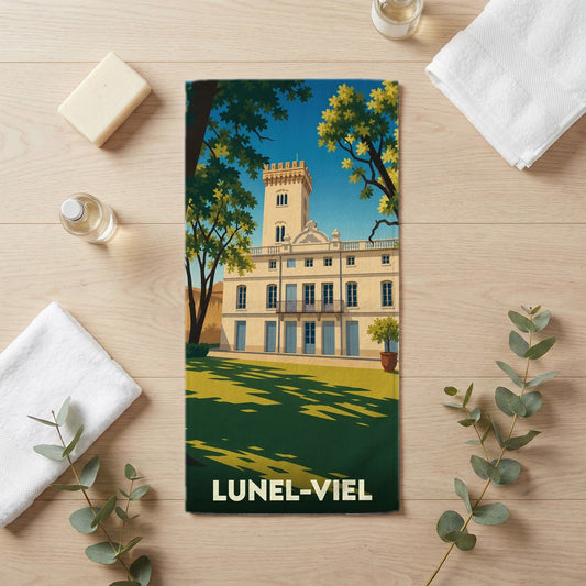 Serviette de bain 30 cm x 60 cm souvenir de Lunel-Viel