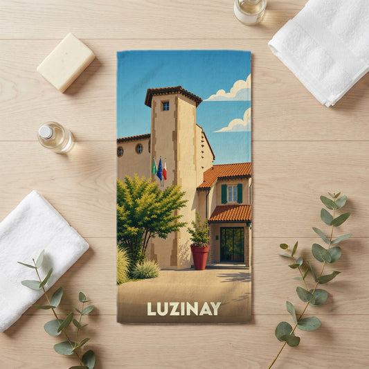 Serviette de bain 30 cm x 60 cm souvenir de Luzinay