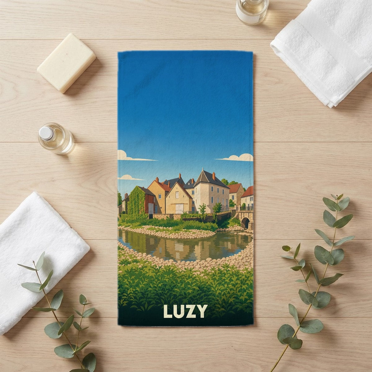 Serviette de bain 30 cm x 60 cm souvenir de Luzy
