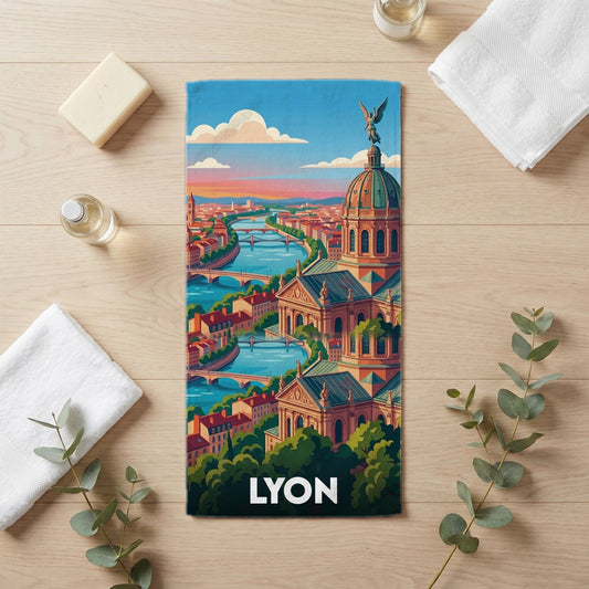 Serviette de bain 30 cm x 60 cm souvenir de Lyon