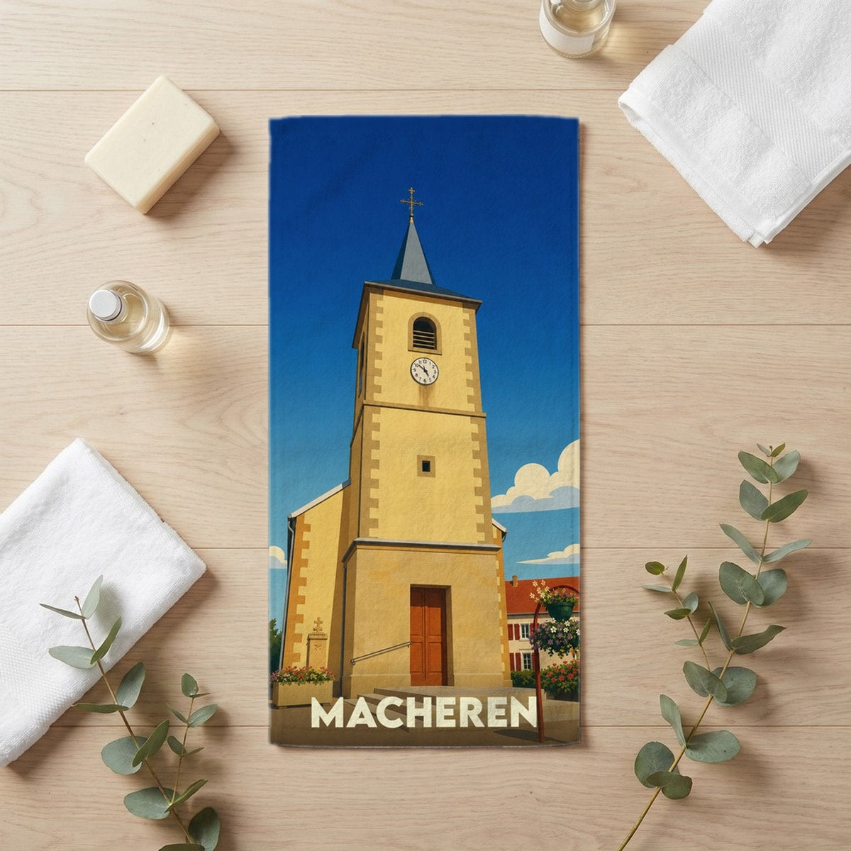Serviette de bain 30 cm x 60 cm souvenir de Macheren