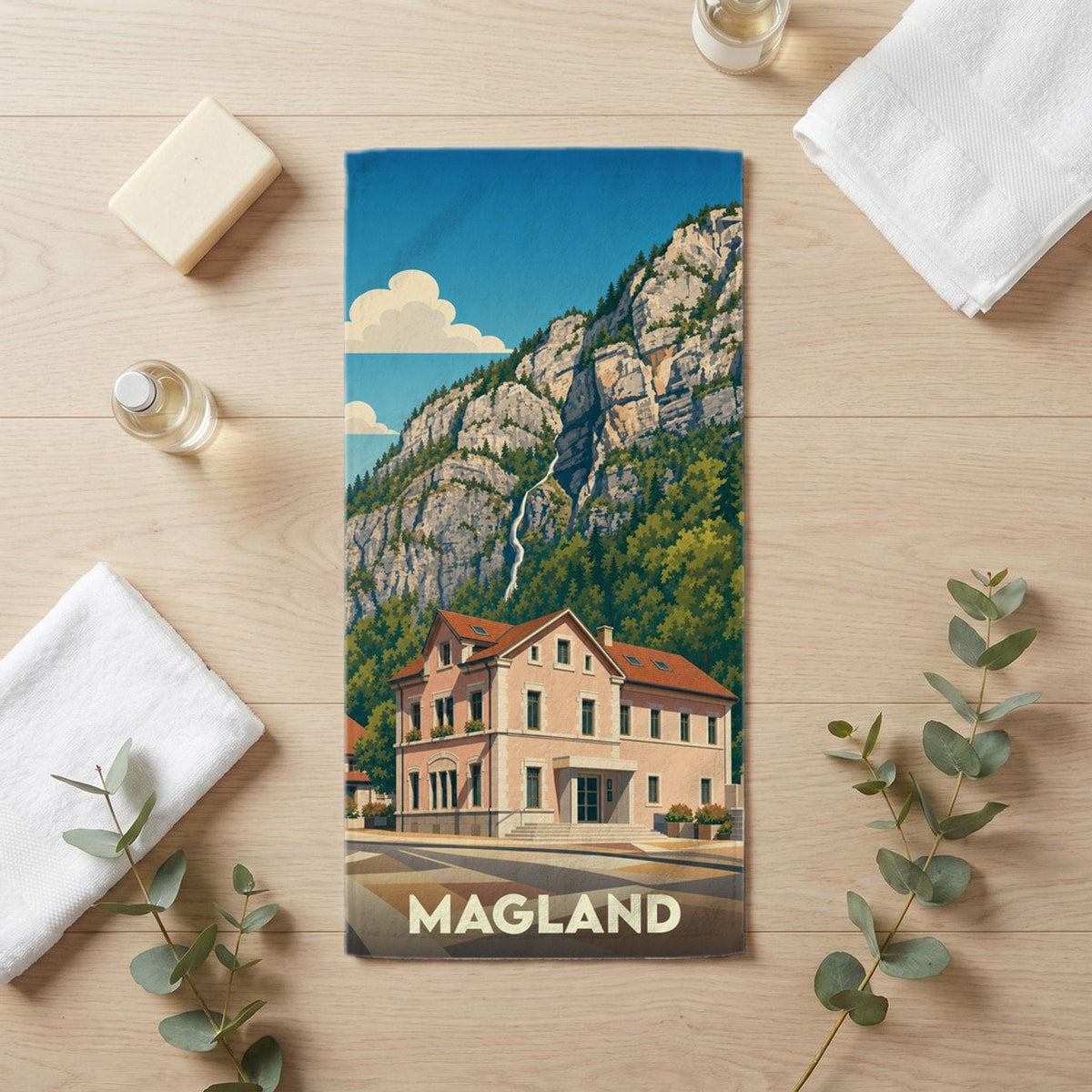 Serviette de bain 30 cm x 60 cm souvenir de Magland