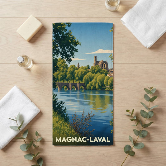 Serviette de bain 30 cm x 60 cm souvenir de Magnac-Laval
