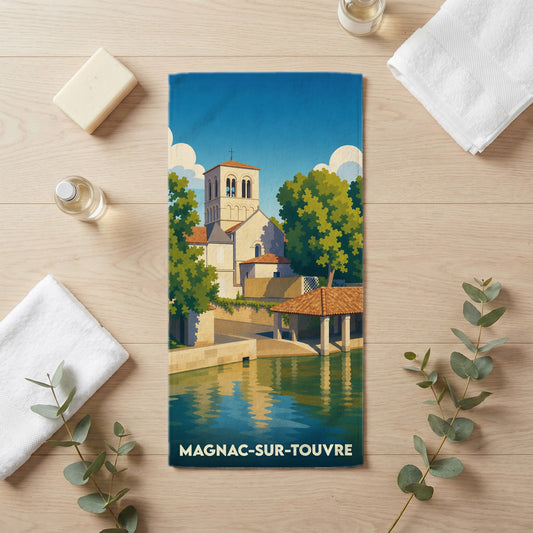 Serviette de bain 30 cm x 60 cm souvenir de Magnac-sur-Touvre