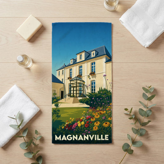 Serviette de bain 30 cm x 60 cm souvenir de Magnanville