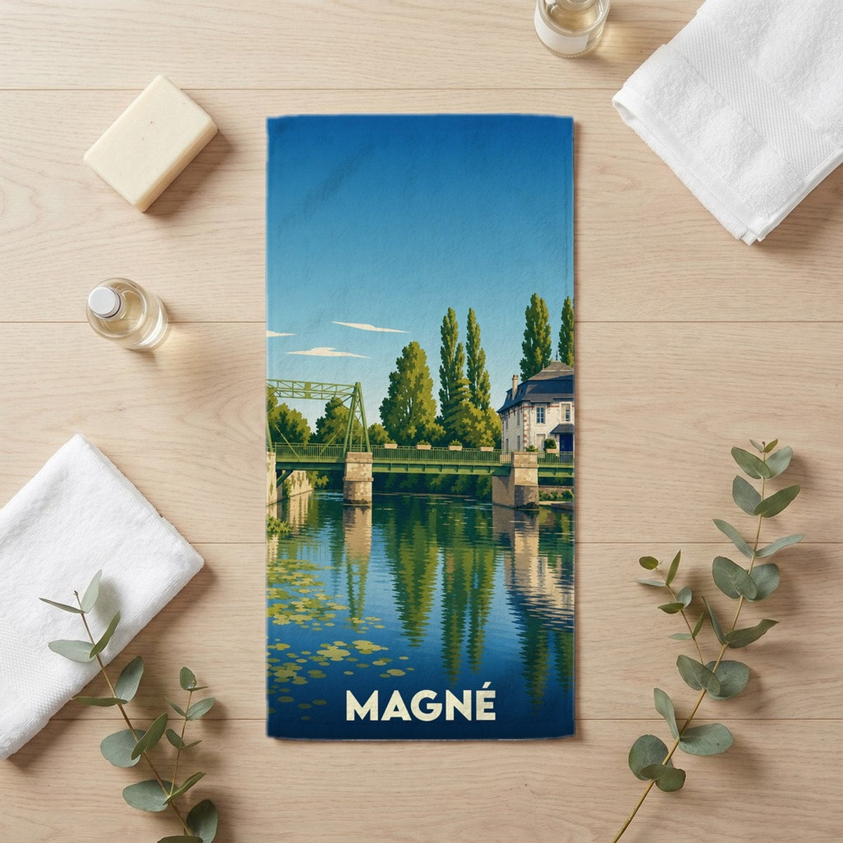 Serviette de bain 30 cm x 60 cm souvenir de Magné