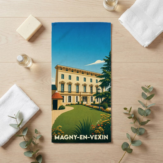 Serviette de bain 30 cm x 60 cm souvenir de Magny-en-Vexin