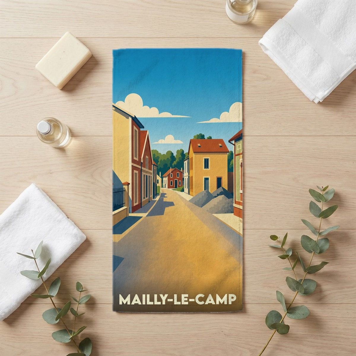 Serviette de bain 30 cm x 60 cm souvenir de Mailly-le-Camp