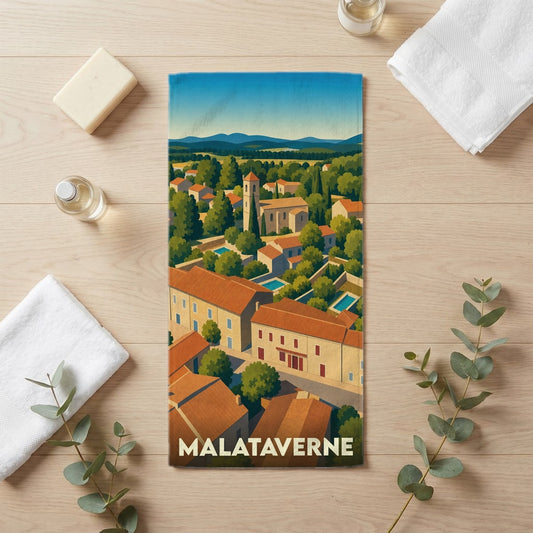 Serviette de bain 30 cm x 60 cm souvenir de Malataverne