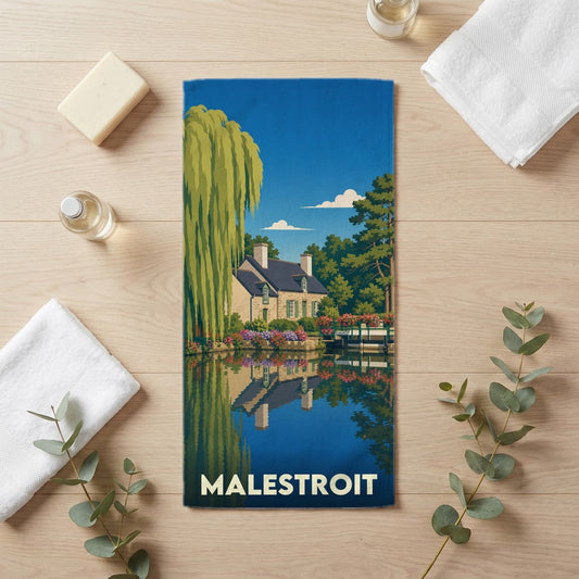 Serviette de bain 30 cm x 60 cm souvenir de Malestroit