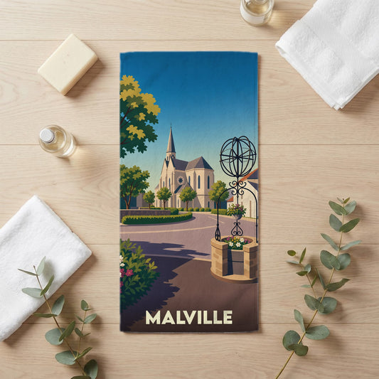 Serviette de bain 30 cm x 60 cm souvenir de Malville