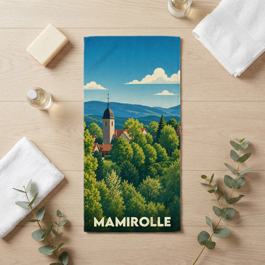 Serviette de bain 30 cm x 60 cm souvenir de Mamirolle