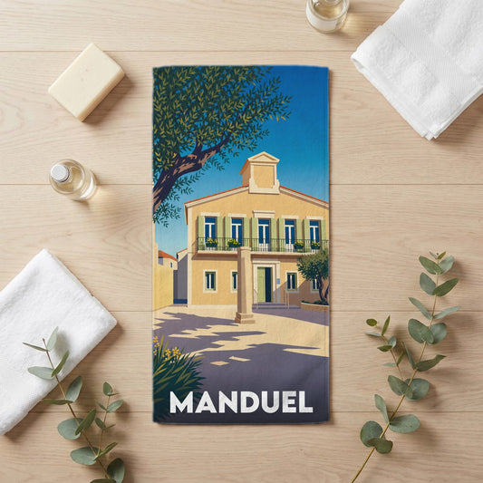 Serviette de bain 30 cm x 60 cm souvenir de Manduel
