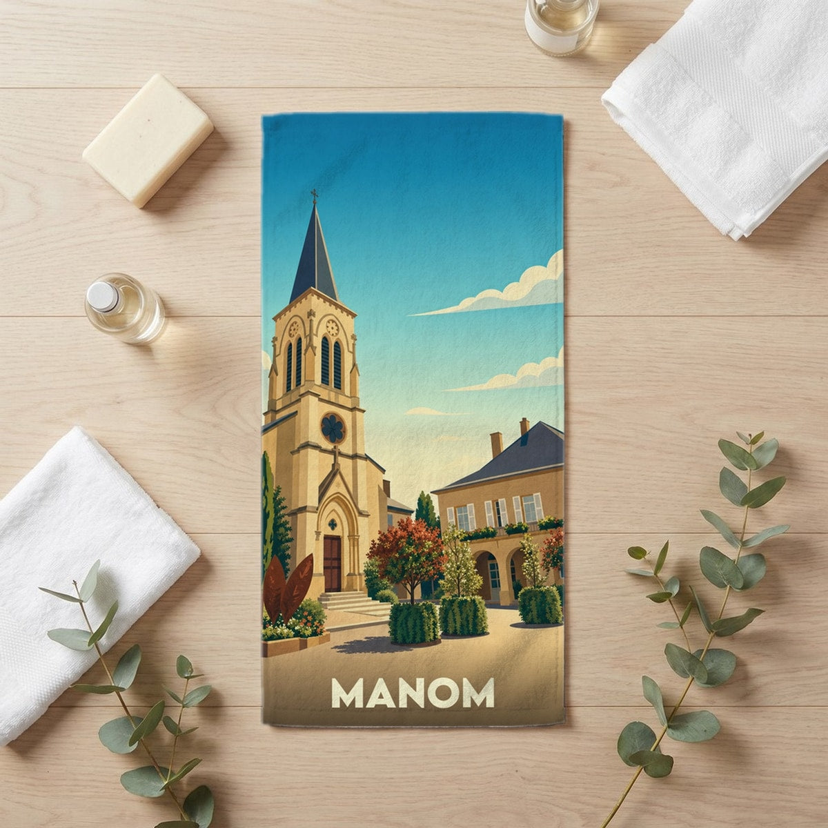Serviette de bain 30 cm x 60 cm souvenir de Manom