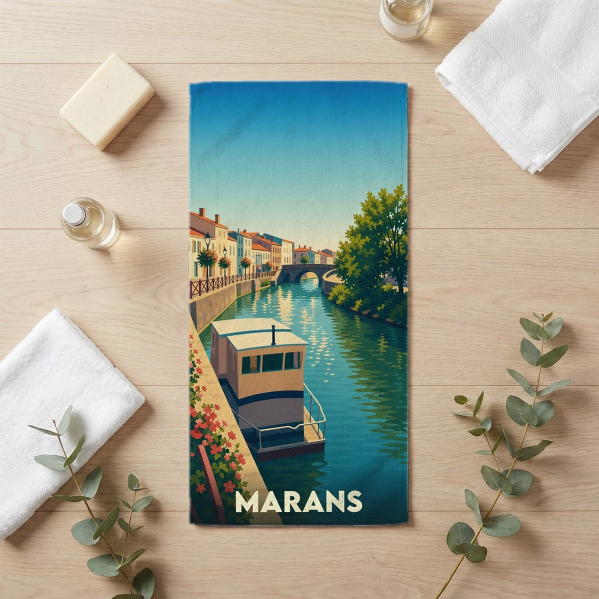 Serviette de bain 30 cm x 60 cm souvenir de Marans