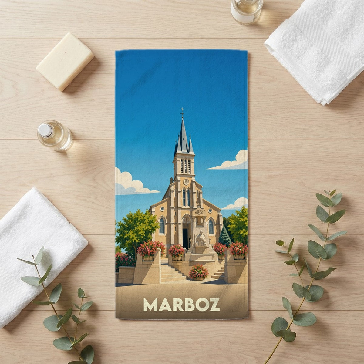Serviette de bain 30 cm x 60 cm souvenir de Marboz