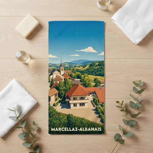 Serviette de bain 30 cm x 60 cm souvenir de Marcellaz-Albanais