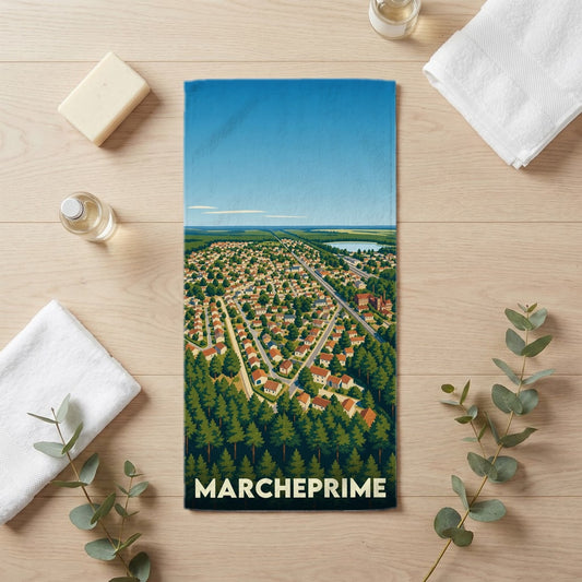 Serviette de bain 30 cm x 60 cm souvenir de Marcheprime