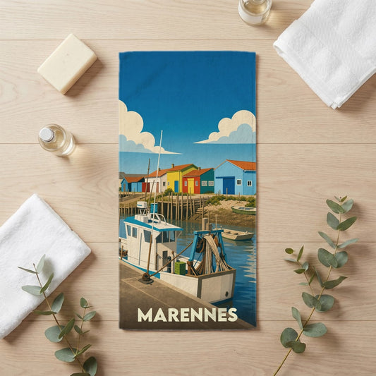 Serviette de bain 30 cm x 60 cm souvenir de Marennes
