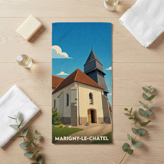 Serviette de bain 30 cm x 60 cm souvenir de Marigny-le-Châtel
