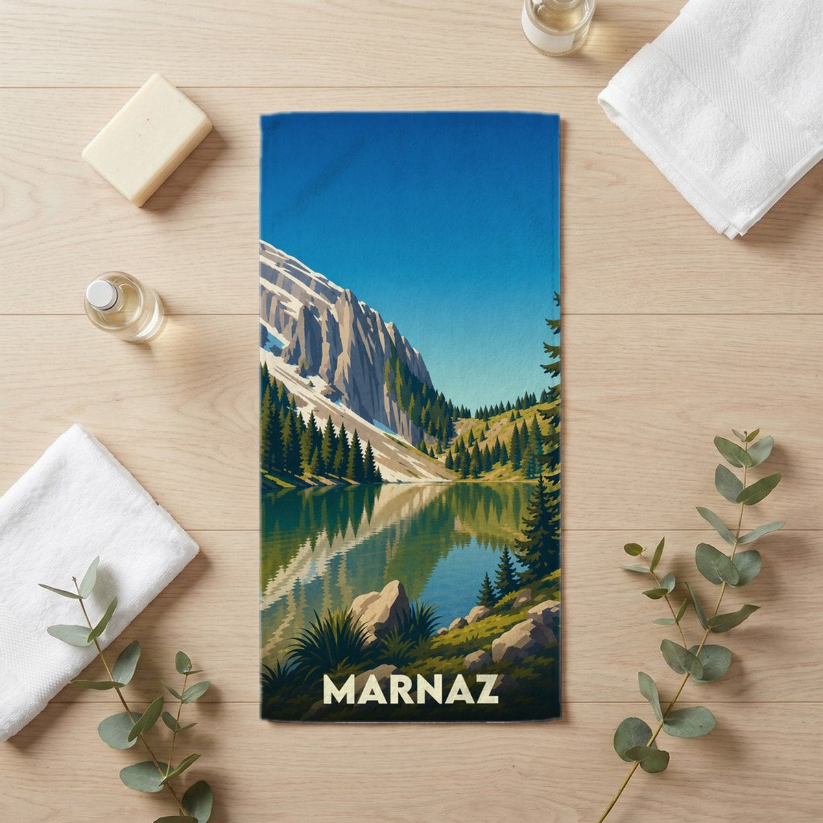 Serviette de bain 30 cm x 60 cm souvenir de Marnaz