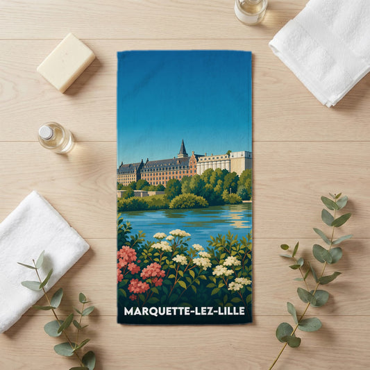 Serviette de bain 30 cm x 60 cm souvenir de Marquette-lez-Lille