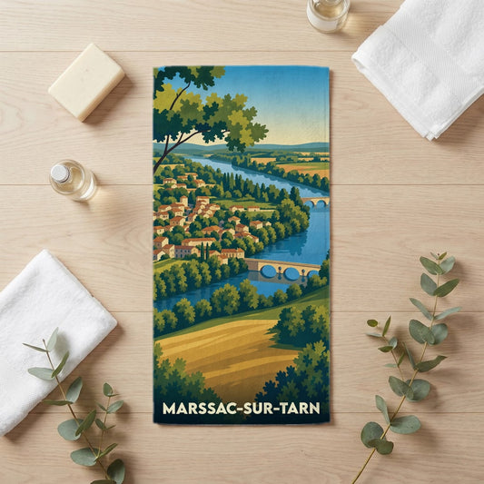 Serviette de bain 30 cm x 60 cm souvenir de Marssac-sur-Tarn